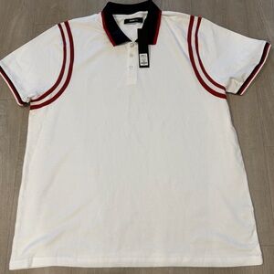 Fashion Nova Men Tristan short sleeve Polo Red/White/Navy Blue size XXL